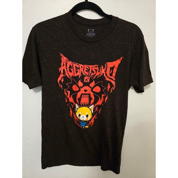 Aggretsuko by Sanrio Short Sleeve Graphic Black Red Tshirt Size Small - Picture 2 of 5